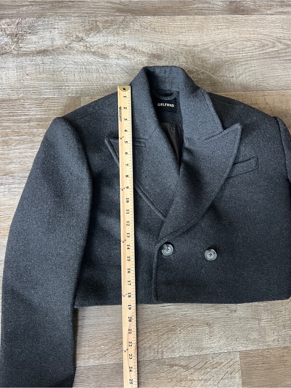 GRLFRND x Emily Jemma The Short Coat in Dark Grey from REVOLVE - Picture 8 of 12